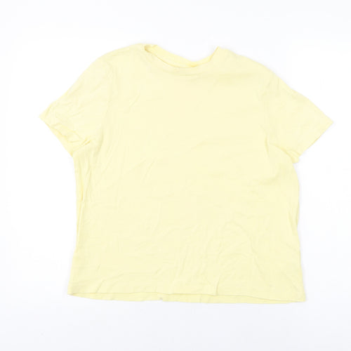 John Lewis Womens Yellow Cotton Basic T-Shirt Size 12 Round Neck