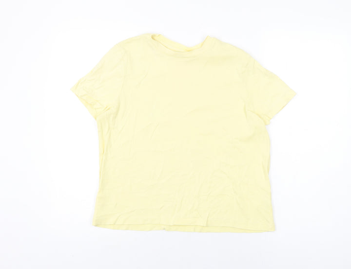 John Lewis Womens Yellow Cotton Basic T-Shirt Size 12 Round Neck