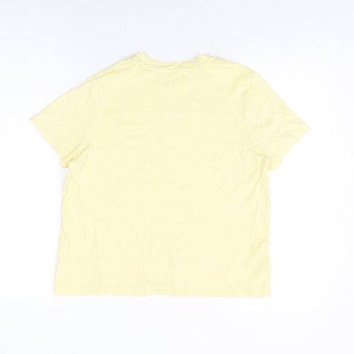 John Lewis Womens Yellow Cotton Basic T-Shirt Size 12 Round Neck