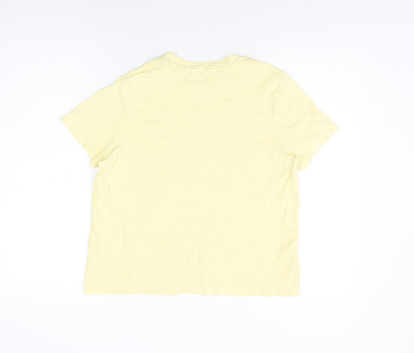 John Lewis Womens Yellow Cotton Basic T-Shirt Size 12 Round Neck