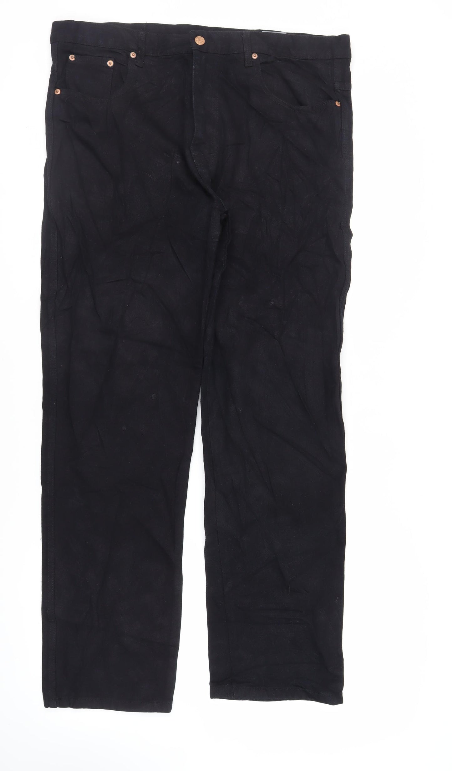 Aztec Mens Black Cotton Straight Jeans Size 38 in L31 in Regular Zip