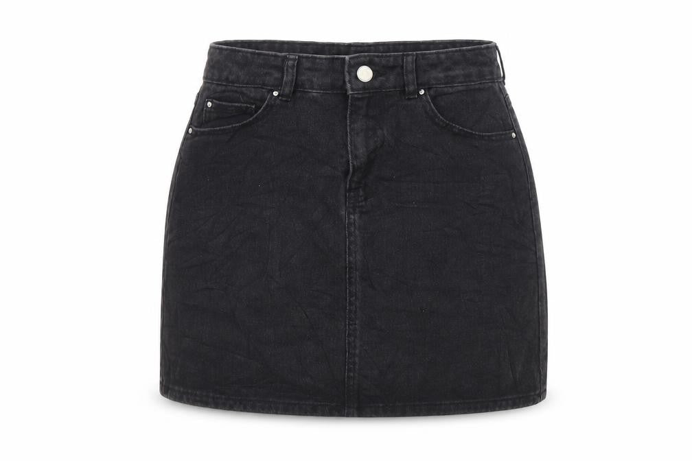 Denim & Co. Womens Black Cotton Mini Skirt Size 10 Zip - Pockets