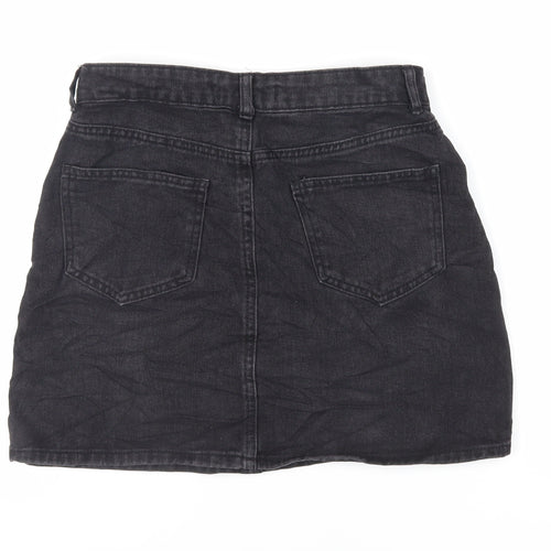 Denim & Co. Womens Black Cotton Mini Skirt Size 10 Zip - Pockets