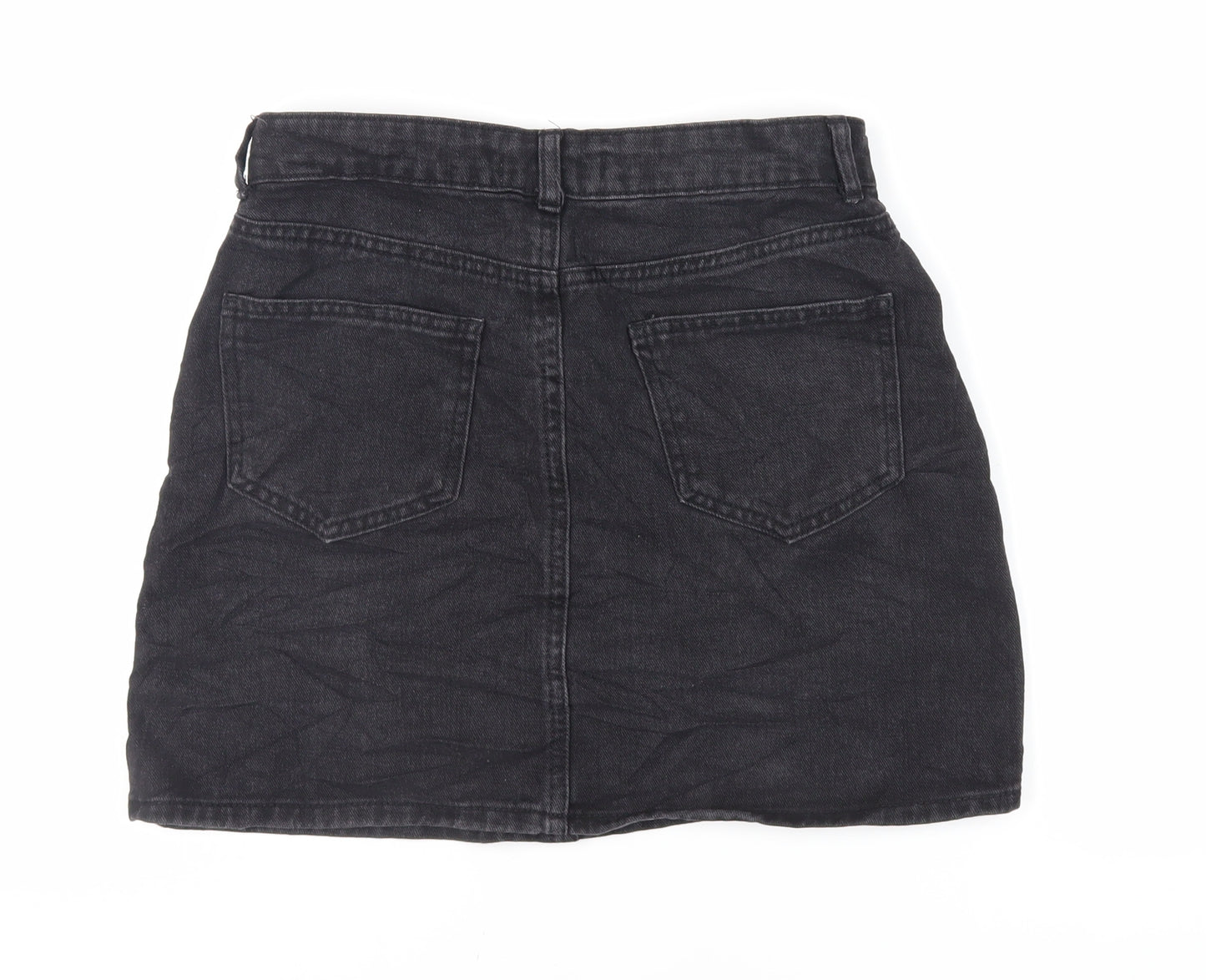 Denim & Co. Womens Black Cotton Mini Skirt Size 10 Zip - Pockets