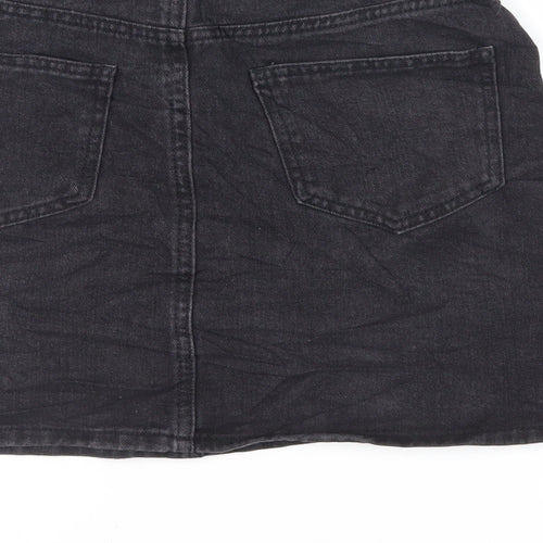 Denim & Co. Womens Black Cotton Mini Skirt Size 10 Zip - Pockets