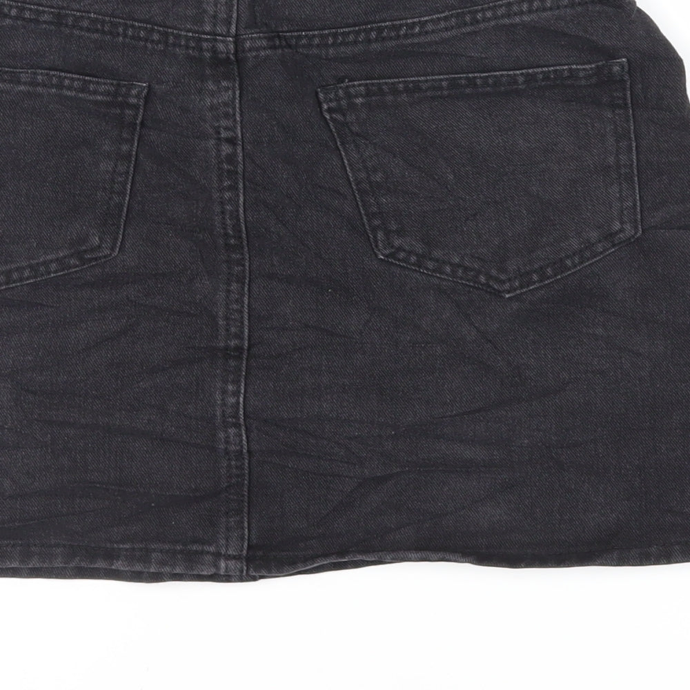 Denim & Co. Womens Black Cotton Mini Skirt Size 10 Zip - Pockets