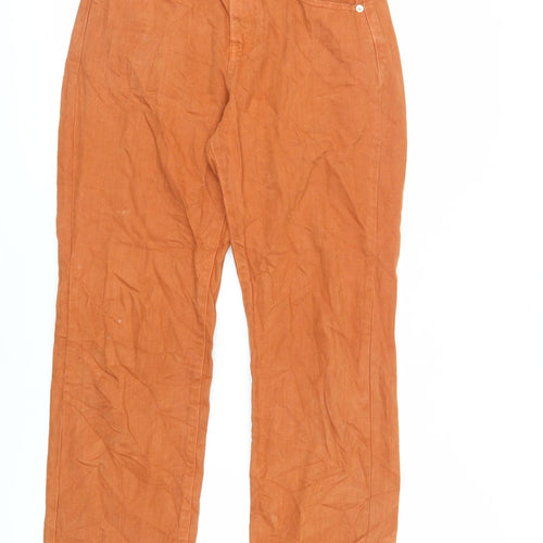 Find Womens Orange Cotton Mom Jeans Size 28 in L32 in Regular Zip