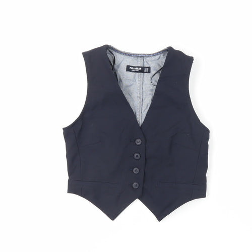 Pull&Bear Womens Blue Jacket Waistcoat Size XS Button