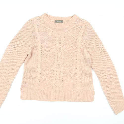 Oasis Womens Pink Round Neck Acrylic Pullover Jumper Size M