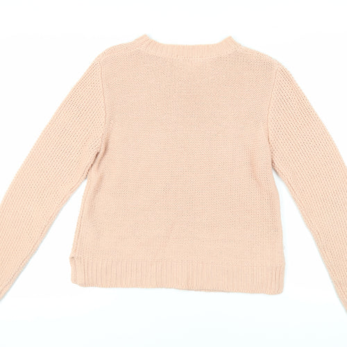 Oasis Womens Pink Round Neck Acrylic Pullover Jumper Size M