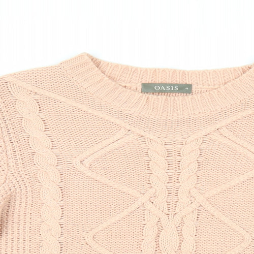 Oasis Womens Pink Round Neck Acrylic Pullover Jumper Size M