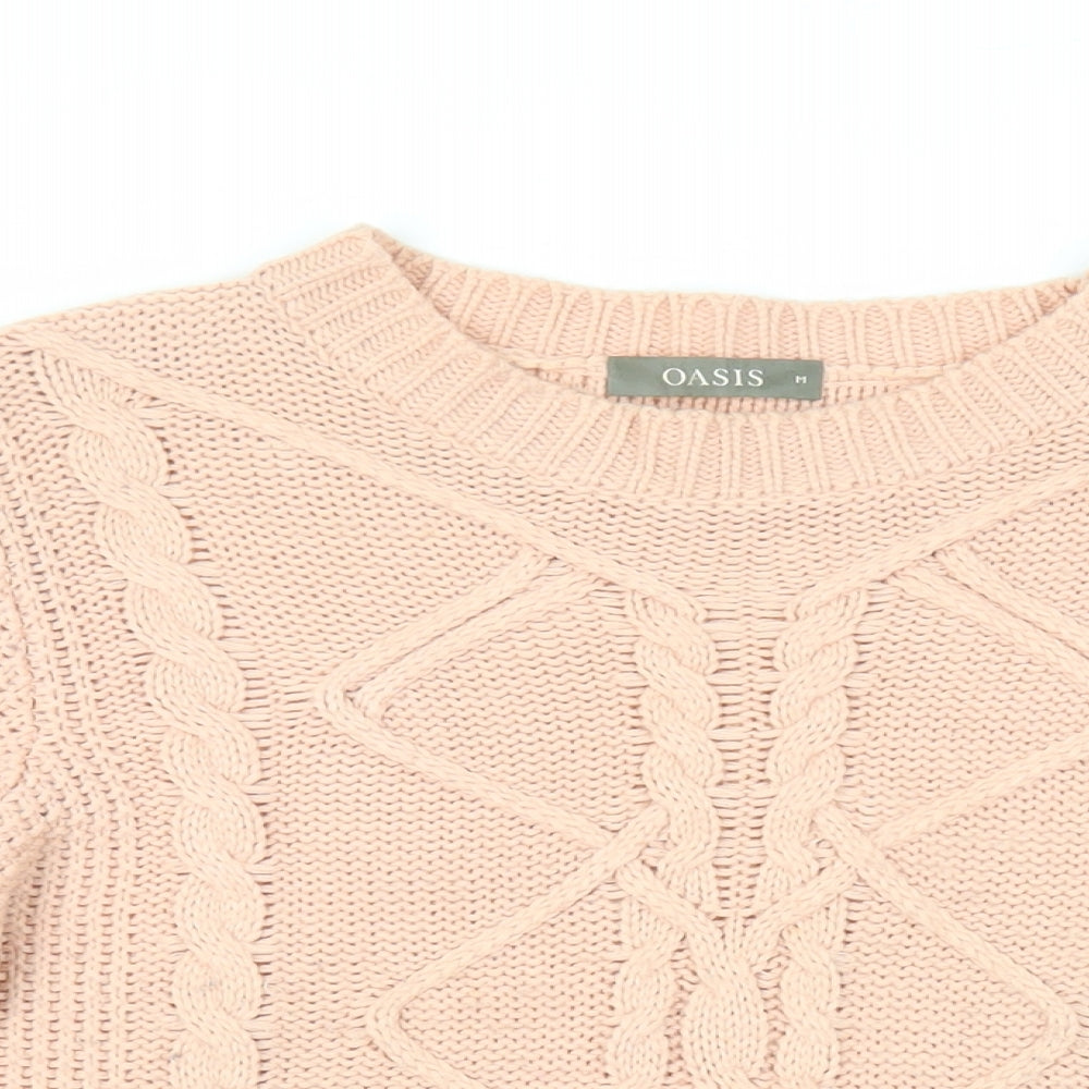 Oasis Womens Pink Round Neck Acrylic Pullover Jumper Size M