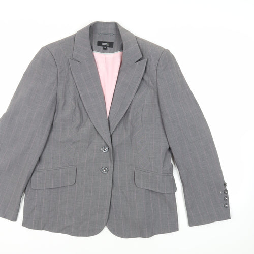 Marks and Spencer Womens Grey Striped Jacket Blazer Size 18 Button