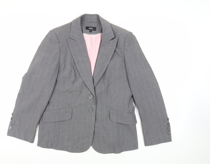 Marks and Spencer Womens Grey Striped Jacket Blazer Size 18 Button