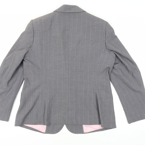 Marks and Spencer Womens Grey Striped Jacket Blazer Size 18 Button