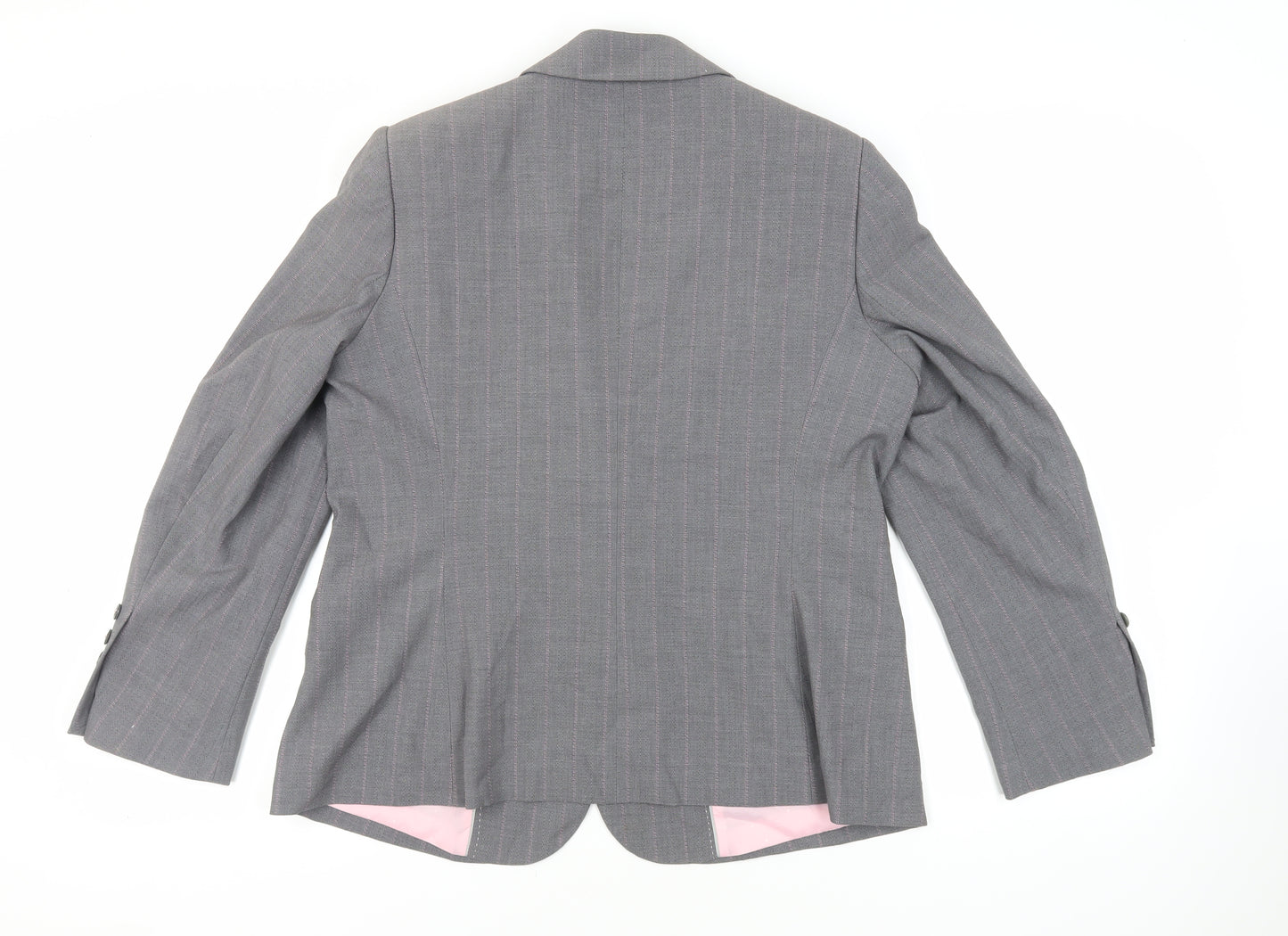 Marks and Spencer Womens Grey Striped Jacket Blazer Size 18 Button