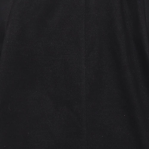 New Look Womens Black Overcoat Coat Size 12 Snap - Faux Fur Collar