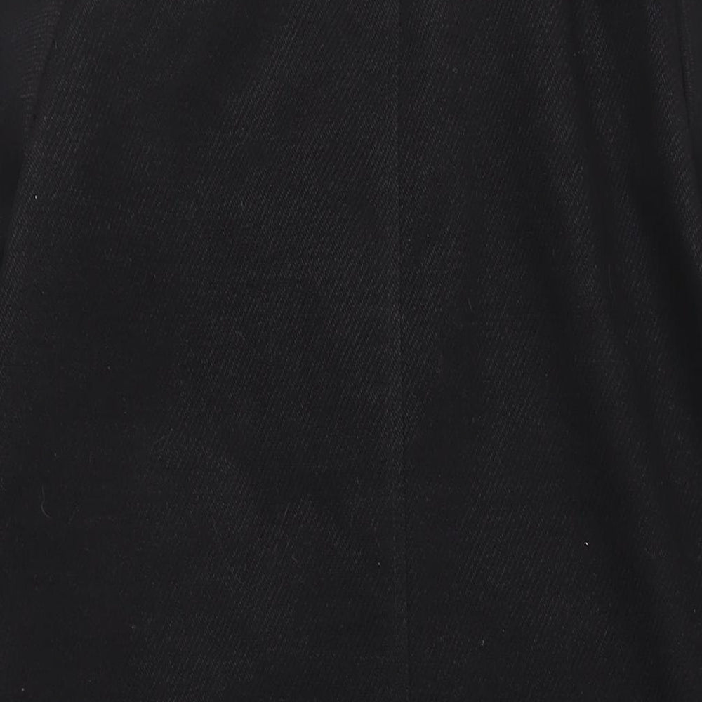 New Look Womens Black Overcoat Coat Size 12 Snap - Faux Fur Collar