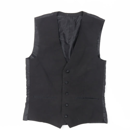 NEXT Mens Black Polyester Jacket Suit Waistcoat Size 36 Regular
