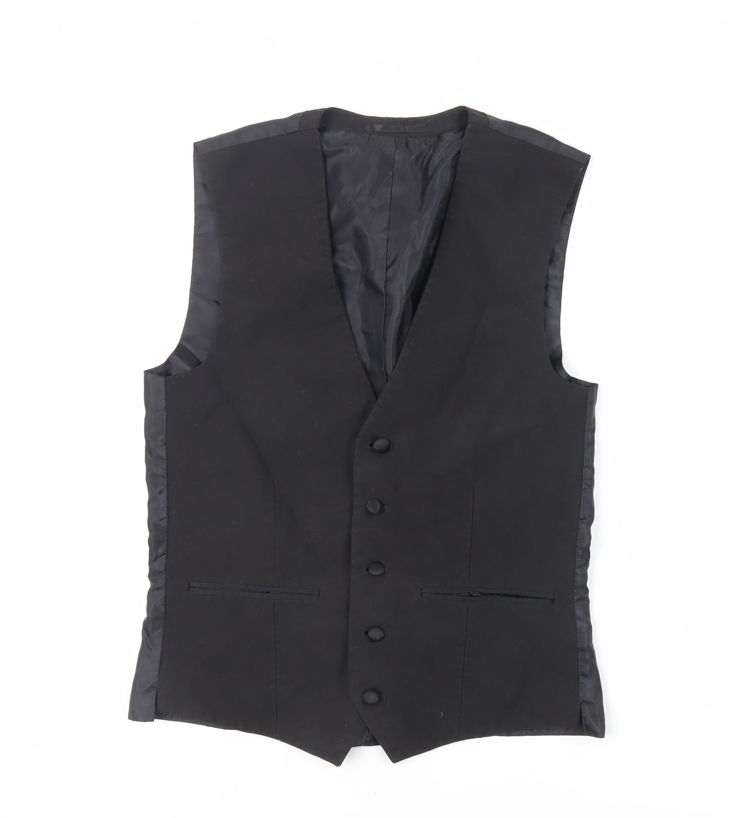 NEXT Mens Black Polyester Jacket Suit Waistcoat Size 36 Regular