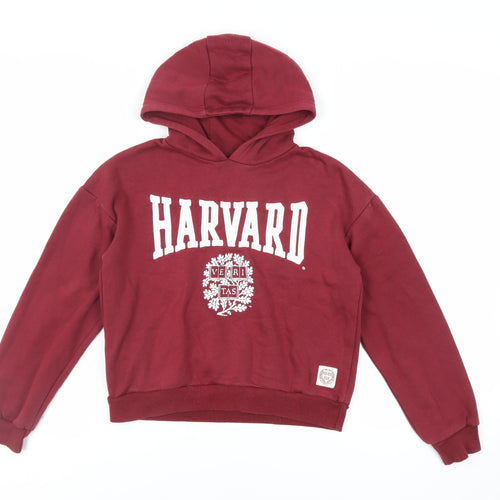 Harvard Girls Red Cotton Pullover Hoodie Size 10-11 Years Pullover - Logo