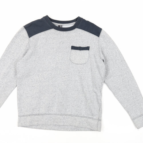 Flip Back Boys Grey Cotton Pullover Sweatshirt Size 15-16 Years Pullover