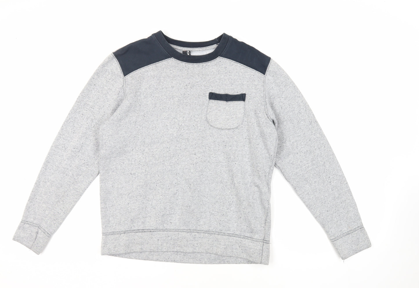 Flip Back Boys Grey Cotton Pullover Sweatshirt Size 15-16 Years Pullover