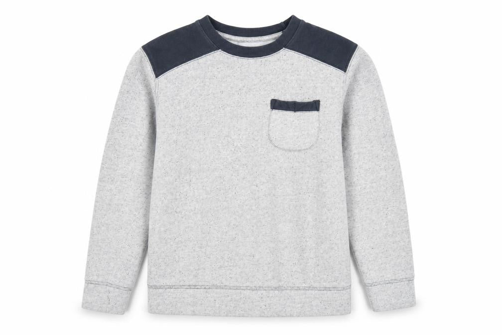 Front view of Flip Back boys’ grey cotton pullover sweatshirt, size 15-16, years pullover