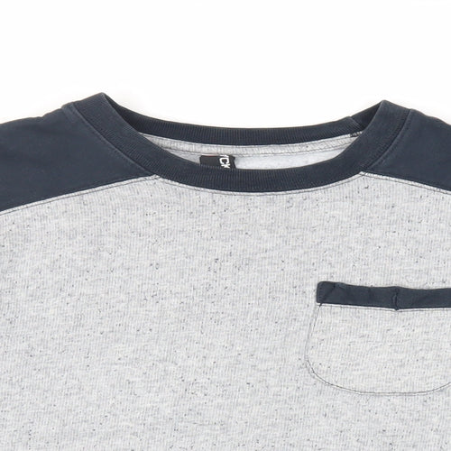 Flip Back Boys Grey Cotton Pullover Sweatshirt Size 15-16 Years Pullover