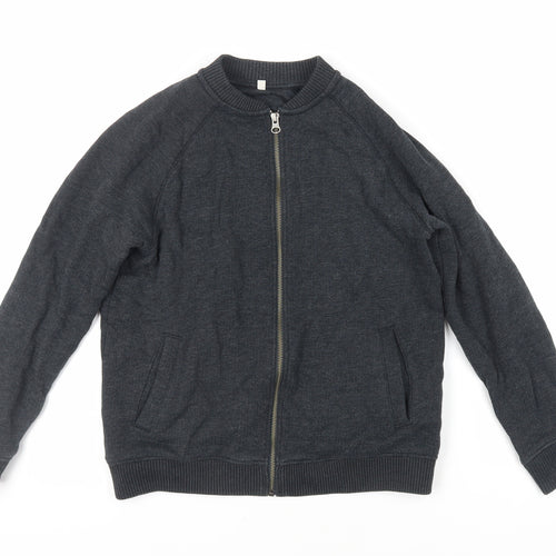 Marks and Spencer Boys Grey Cotton Full Zip Sweatshirt Size 11-12 Years Zip - Pockets