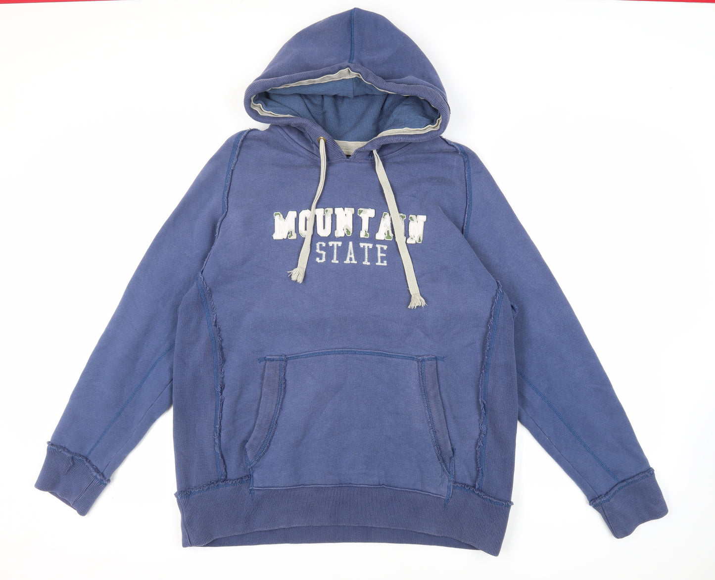 Marks and Spencer Mens Blue Cotton Pullover Hoodie Size L