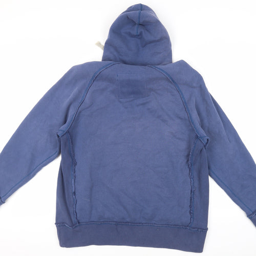 Marks and Spencer Mens Blue Cotton Pullover Hoodie Size L