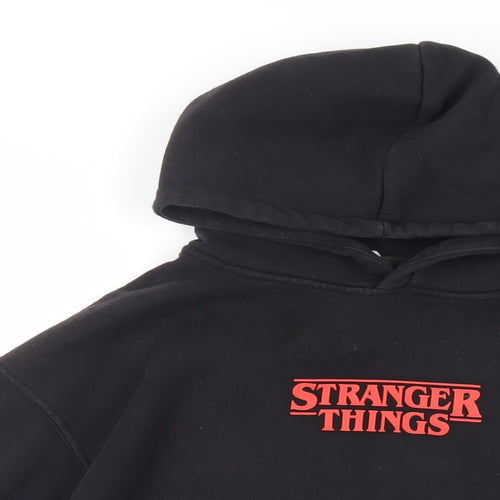 Zara Girls Black Cotton Pullover Hoodie Size 10 Years Pullover - Stranger Things