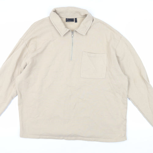 ASOS Mens Beige Cotton Pullover Sweatshirt Size M