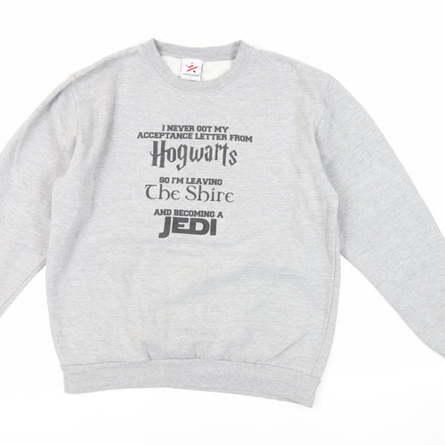 Stars & Stripes Mens Grey Cotton Pullover Sweatshirt Size L - Slogan