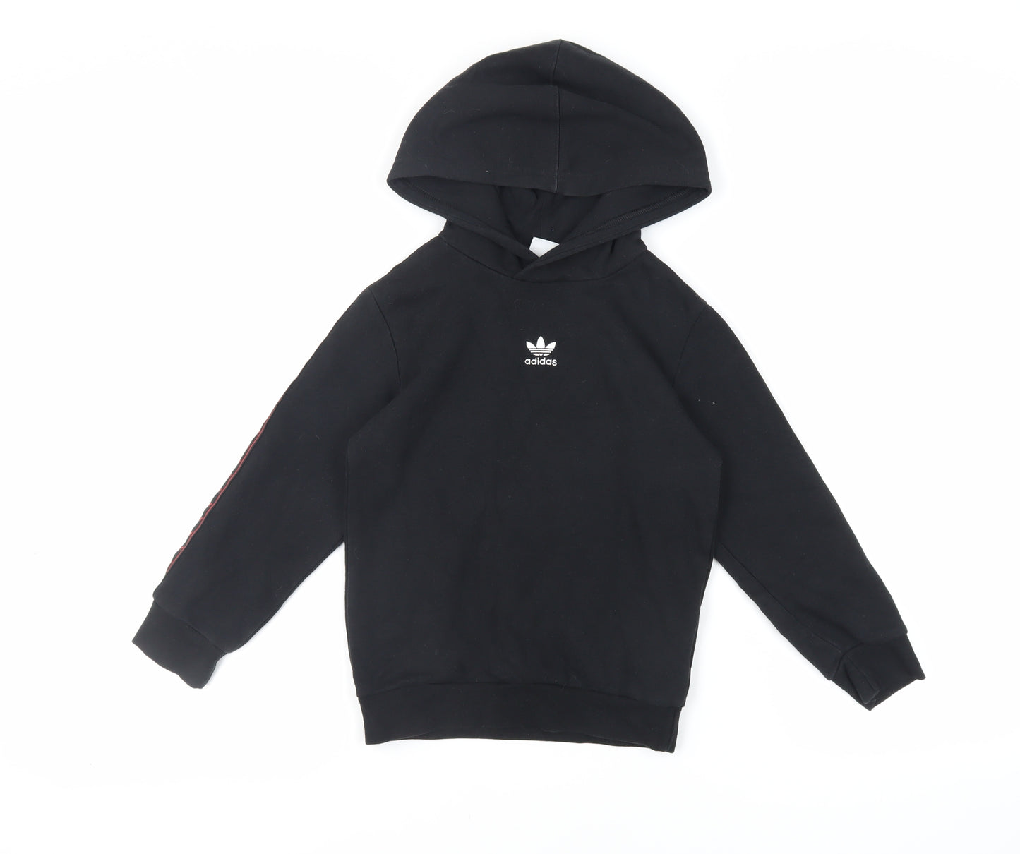 adidas Boys Black Cotton Pullover Hoodie Size 6-7 Years Pullover - Logo