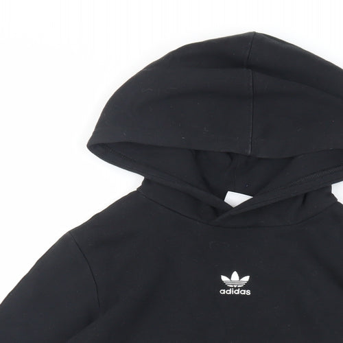 adidas Boys Black Cotton Pullover Hoodie Size 6-7 Years Pullover - Logo