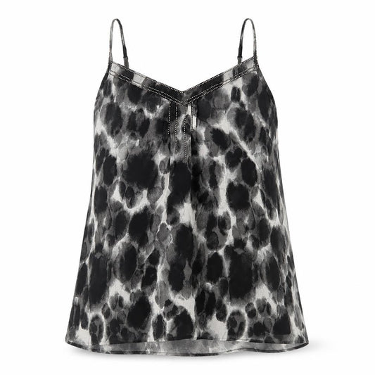 Front view of Next women’s black geometric polyester camisole tank, size UK 6, v-neck - beaded