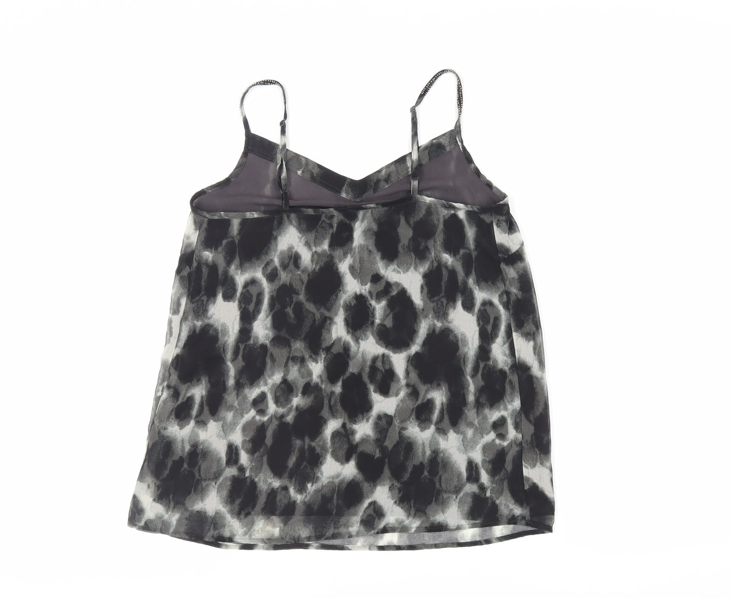 NEXT Womens Black Geometric Polyester Camisole Tank Size 6 V-Neck - Beaded