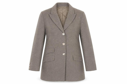 Front view of Linea women’s brown jacket blazer, size UK 12, button