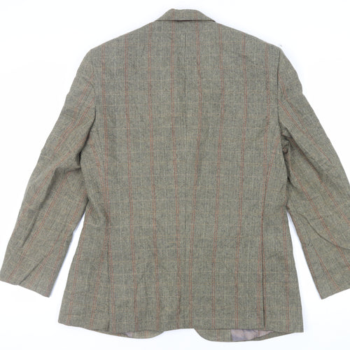Greenwoods Mens Green Plaid Polyester Jacket Blazer Size 40 Regular