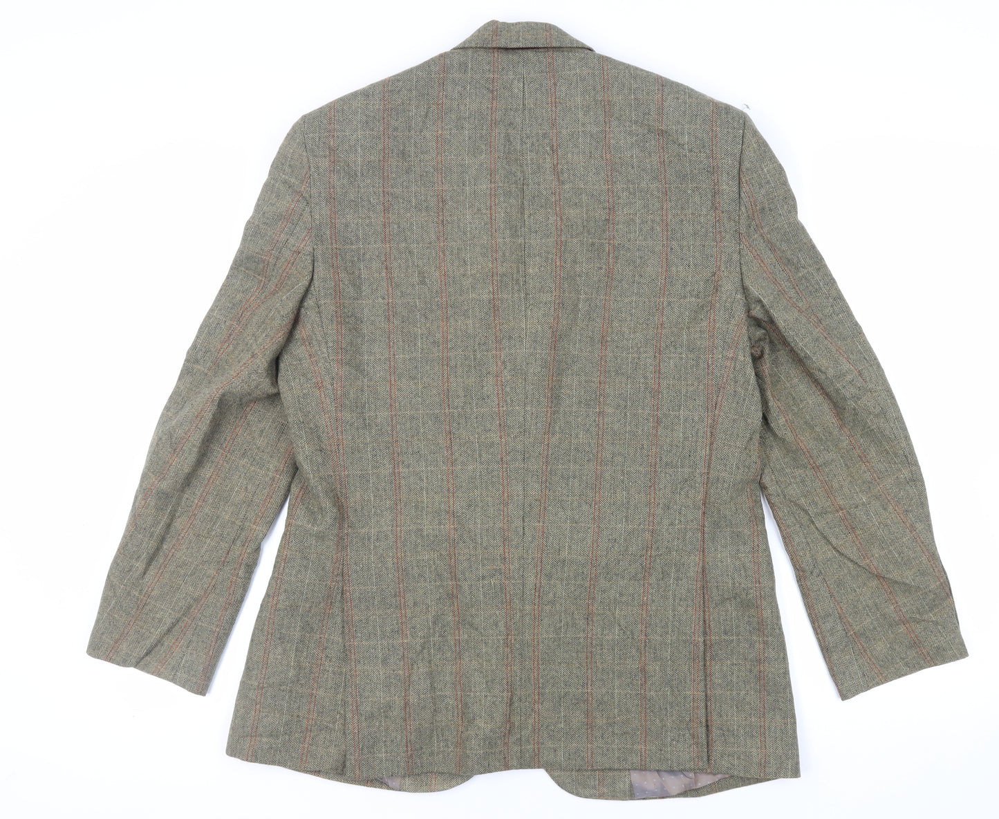 Greenwoods Mens Green Plaid Polyester Jacket Blazer Size 40 Regular