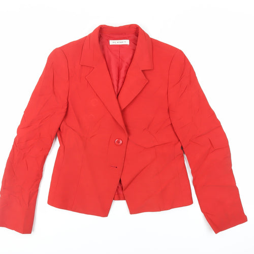 Planet Womens Red Jacket Blazer Size 8 Button
