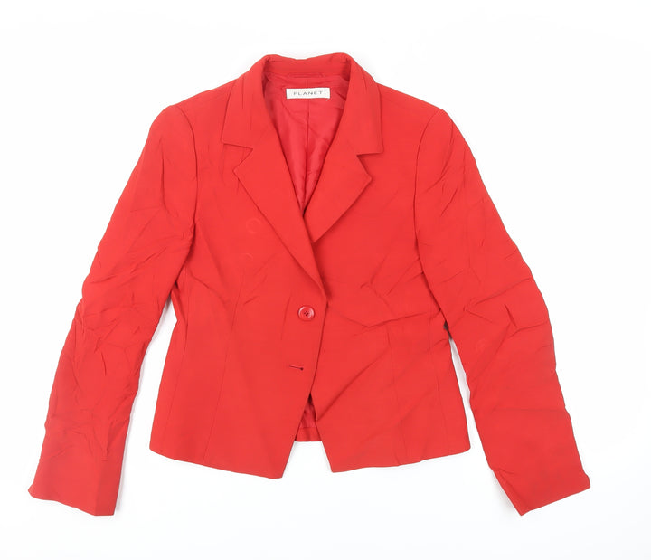 Planet Womens Red Jacket Blazer Size 8 Button