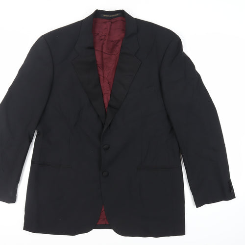 St Michael Mens Black Polyester Tuxedo Suit Jacket Size 42 Regular - Vintage