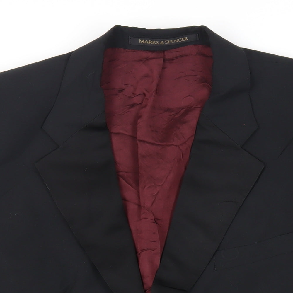 St Michael Mens Black Polyester Tuxedo Suit Jacket Size 42 Regular - Vintage
