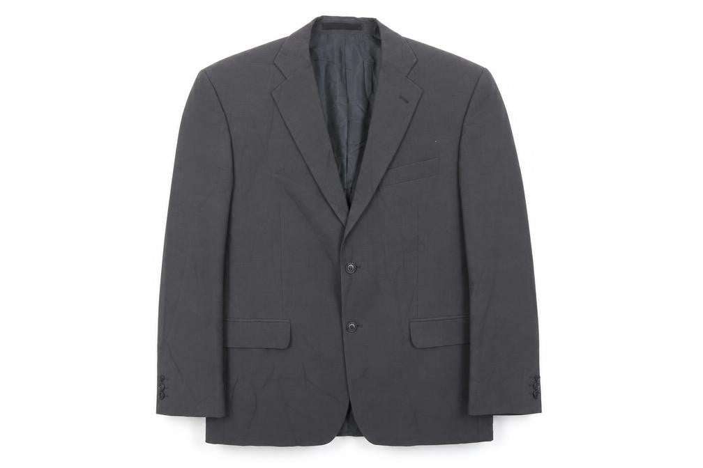 Front view of Marks & Spencer men’s grey polyester jacket suit jacket, size 42, regular
