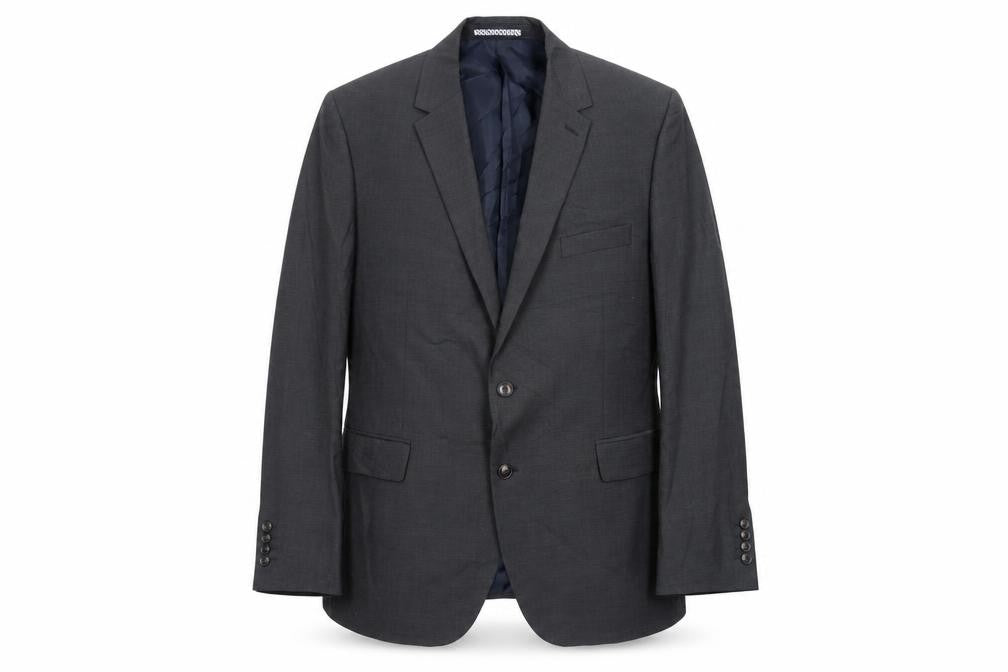 Front view of Marks & Spencer men’s grey wool jacket suit jacket, size 46, regular