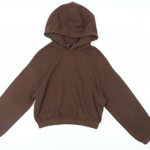 Zara Womens Brown Cotton Pullover Hoodie Size M Pullover