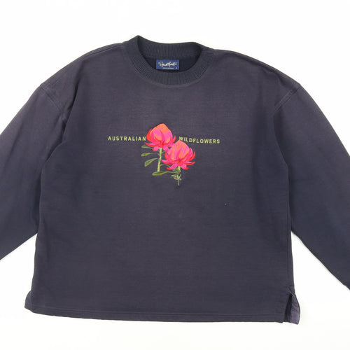 Stewart Merrett Womens Blue Cotton Pullover Sweatshirt Size S Pullover - Embroidered